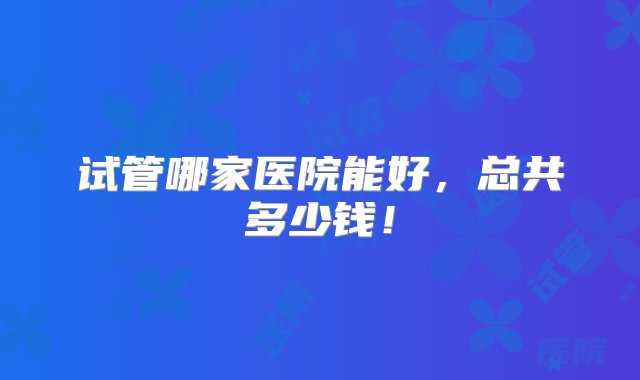 试管哪家医院能好，总共多少钱！