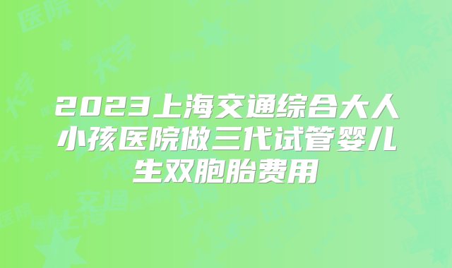 2023上海交通综合大人小孩医院做三代试管婴儿生双胞胎费用