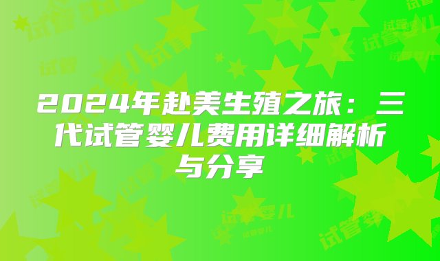 2024年赴美生殖之旅：三代试管婴儿费用详细解析与分享