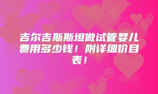 吉尔吉斯斯坦做试管婴儿费用多少钱！附详细价目表！