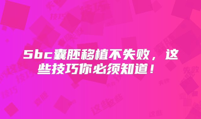 5bc囊胚移植不失败，这些技巧你必须知道！‌