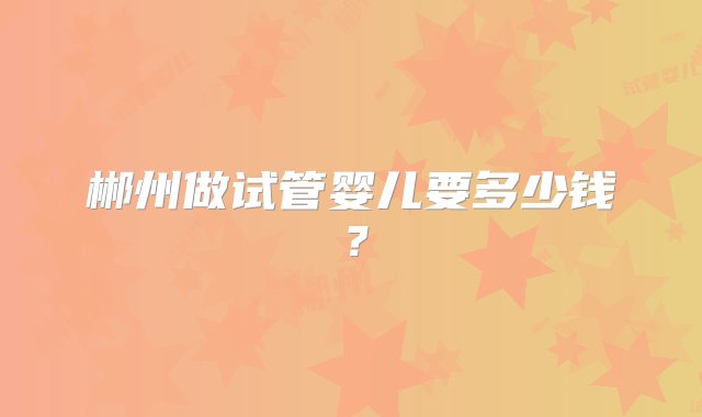 郴州做试管婴儿要多少钱？