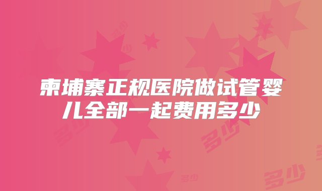 柬埔寨正规医院做试管婴儿全部一起费用多少