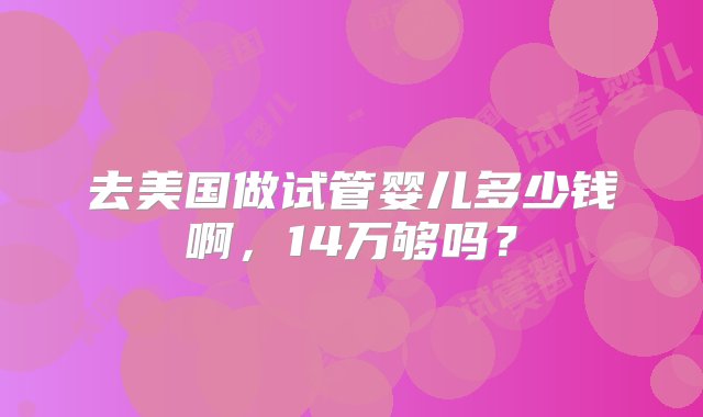 去美国做试管婴儿多少钱啊，14万够吗？