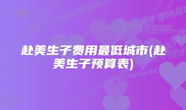 赴美生子费用最低城市(赴美生子预算表)