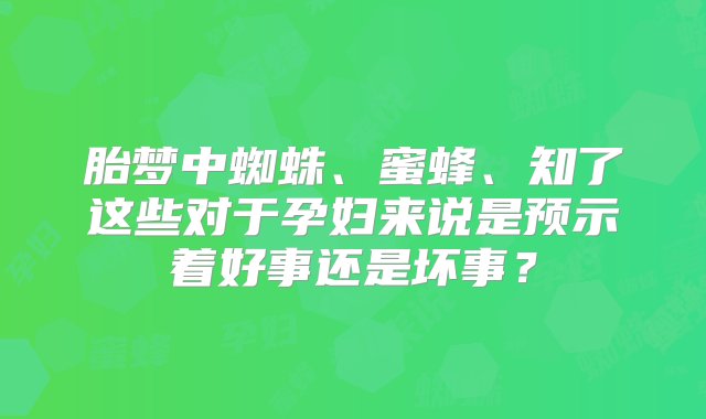 胎梦中蜘蛛、蜜蜂、知了这些对于孕妇来说是预示着好事还是坏事？