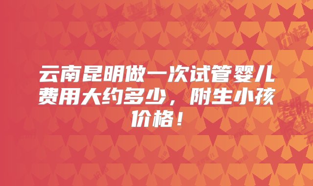 云南昆明做一次试管婴儿费用大约多少，附生小孩价格！