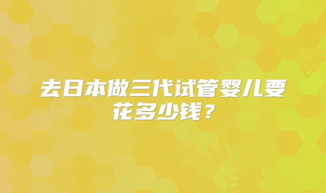 去日本做三代试管婴儿要花多少钱？