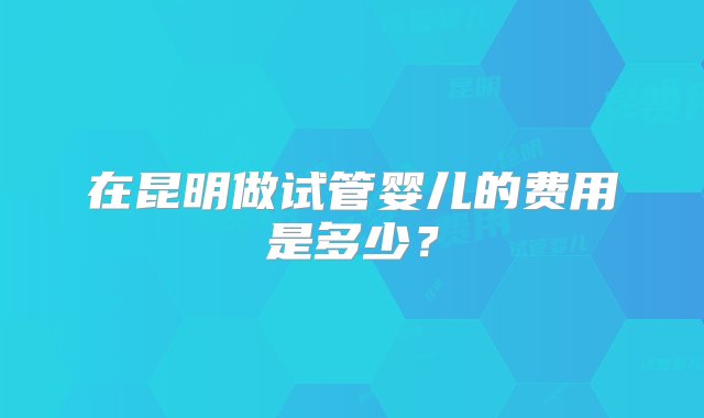 在昆明做试管婴儿的费用是多少？