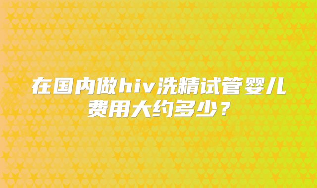 在国内做hiv洗精试管婴儿费用大约多少？