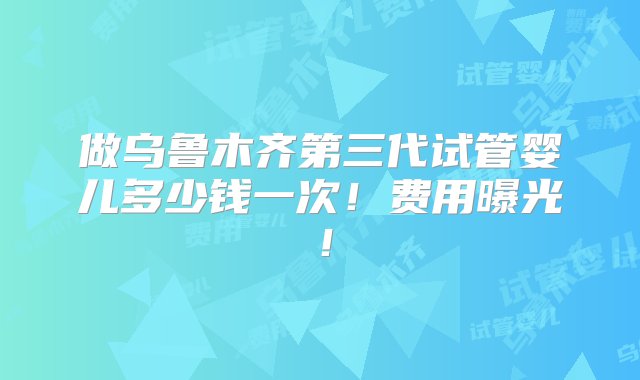 做乌鲁木齐第三代试管婴儿多少钱一次！费用曝光！