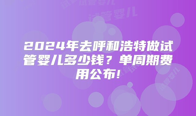 2024年去呼和浩特做试管婴儿多少钱？单周期费用公布!