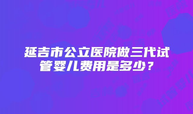 延吉市公立医院做三代试管婴儿费用是多少？