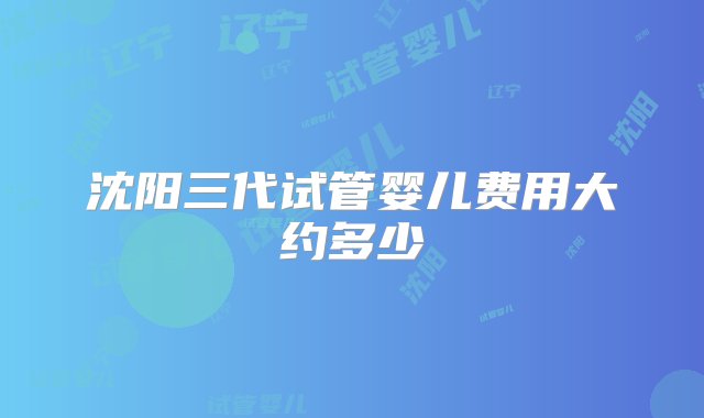 沈阳三代试管婴儿费用大约多少