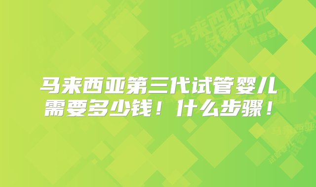 马来西亚第三代试管婴儿需要多少钱！什么步骤！