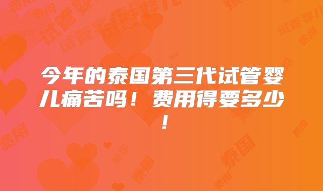 今年的泰国第三代试管婴儿痛苦吗！费用得要多少！