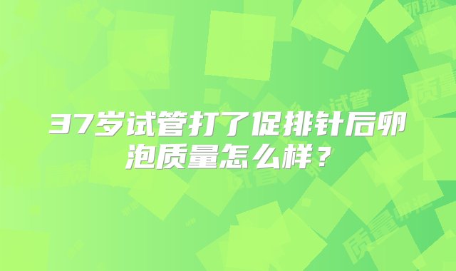 37岁试管打了促排针后卵泡质量怎么样？