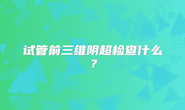 试管前三维阴超检查什么？