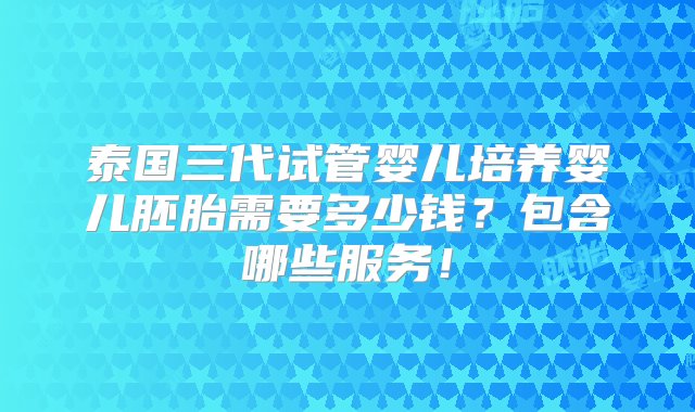 泰国三代试管婴儿培养婴儿胚胎需要多少钱？包含哪些服务！