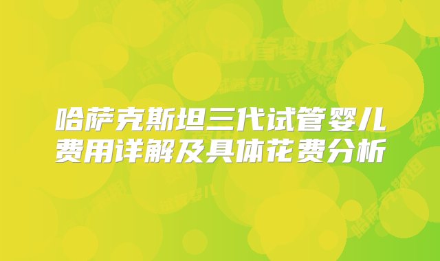 哈萨克斯坦三代试管婴儿费用详解及具体花费分析