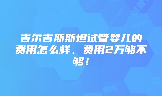 吉尔吉斯斯坦试管婴儿的费用怎么样，费用2万够不够！