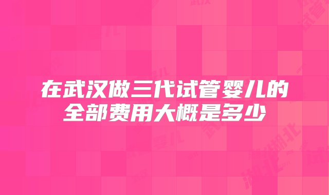 在武汉做三代试管婴儿的全部费用大概是多少