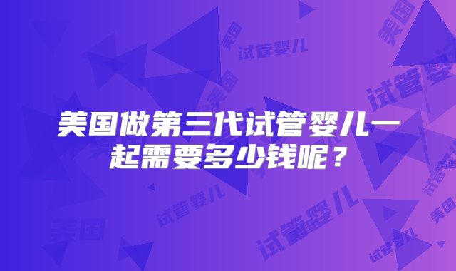 美国做第三代试管婴儿一起需要多少钱呢？