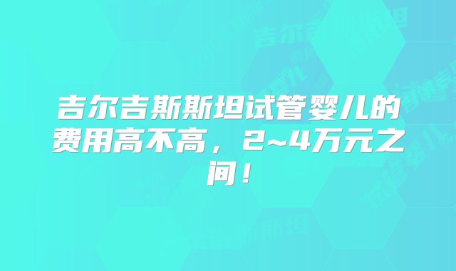 吉尔吉斯斯坦试管婴儿的费用高不高，2~4万元之间！