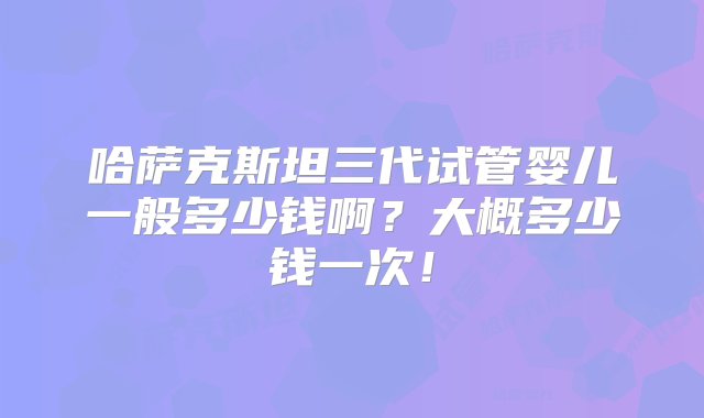 哈萨克斯坦三代试管婴儿一般多少钱啊？大概多少钱一次！