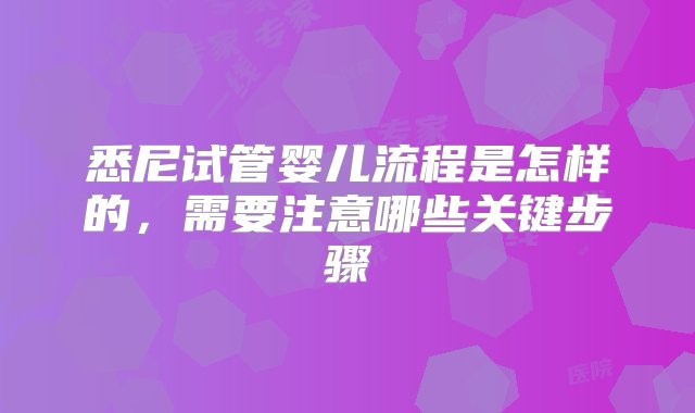 悉尼试管婴儿流程是怎样的，需要注意哪些关键步骤