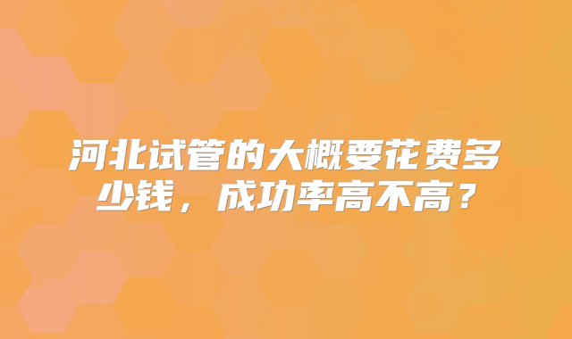 河北试管的大概要花费多少钱，成功率高不高？