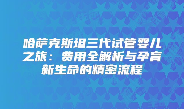 哈萨克斯坦三代试管婴儿之旅：费用全解析与孕育新生命的精密流程