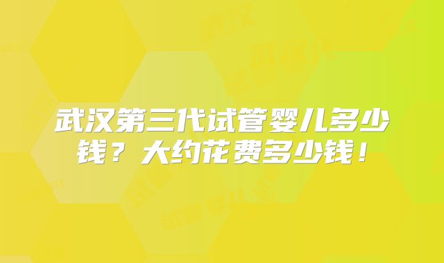 武汉第三代试管婴儿多少钱？大约花费多少钱！