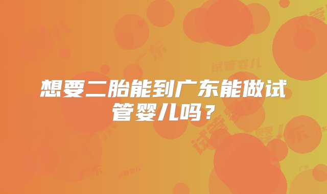 想要二胎能到广东能做试管婴儿吗？