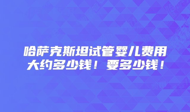 哈萨克斯坦试管婴儿费用大约多少钱！要多少钱！