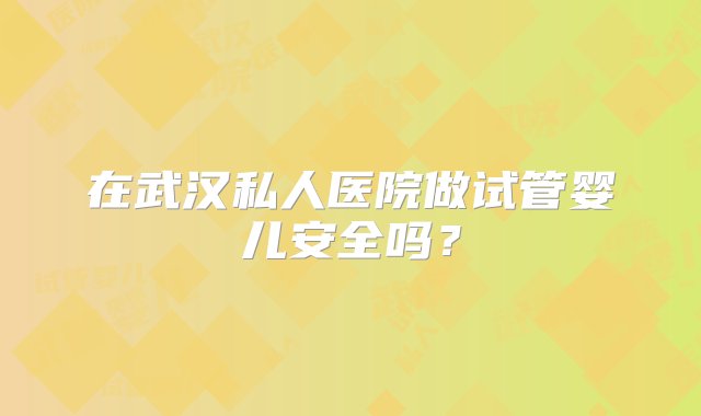 在武汉私人医院做试管婴儿安全吗？