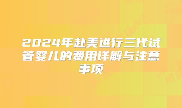 2024年赴美进行三代试管婴儿的费用详解与注意事项