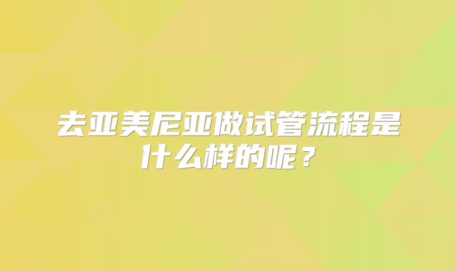 去亚美尼亚做试管流程是什么样的呢？