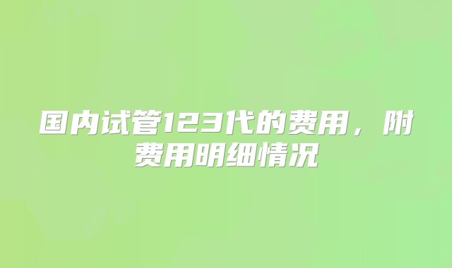 国内试管123代的费用，附费用明细情况