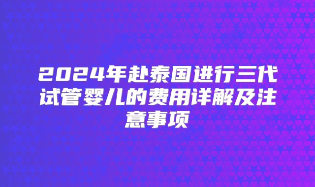 2024年赴泰国进行三代试管婴儿的费用详解及注意事项