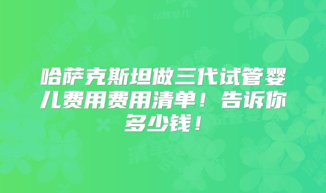 哈萨克斯坦做三代试管婴儿费用费用清单！告诉你多少钱！