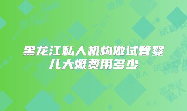 黑龙江私人机构做试管婴儿大概费用多少