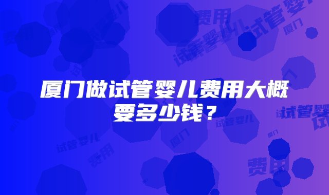 厦门做试管婴儿费用大概要多少钱？