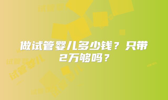 做试管婴儿多少钱？只带2万够吗？