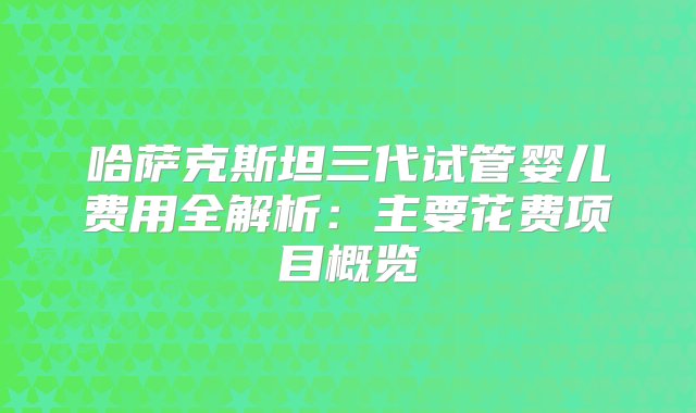 哈萨克斯坦三代试管婴儿费用全解析：主要花费项目概览