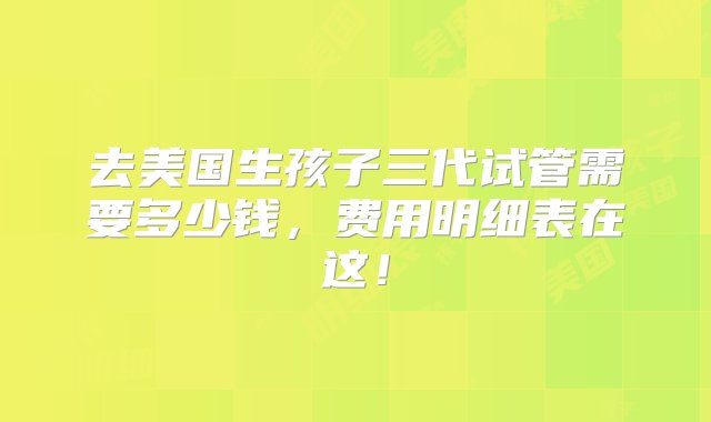 去美国生孩子三代试管需要多少钱，费用明细表在这！