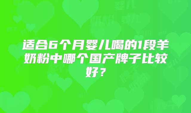 适合6个月婴儿喝的1段羊奶粉中哪个国产牌子比较好？