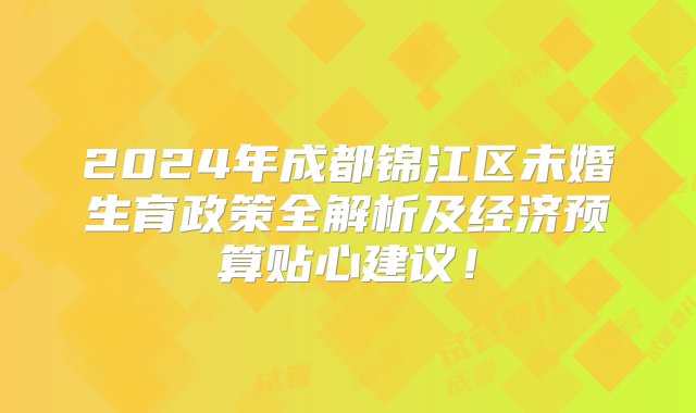 2024年成都锦江区未婚生育政策全解析及经济预算贴心建议！