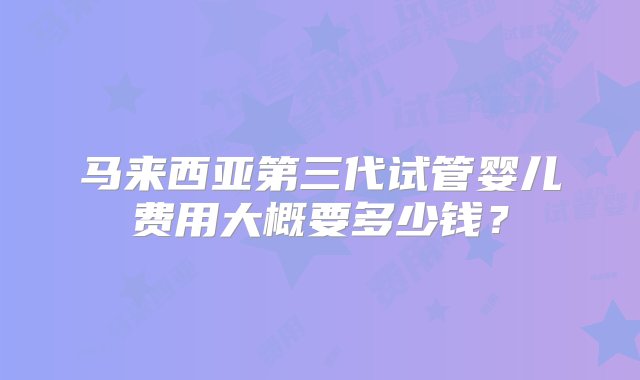 马来西亚第三代试管婴儿费用大概要多少钱？