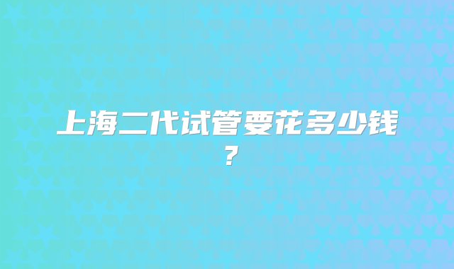 上海二代试管要花多少钱？